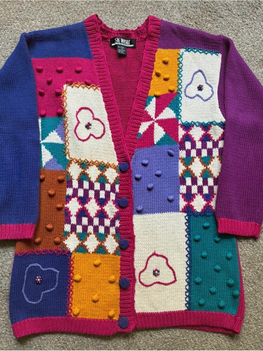 Vintage Colorful Oversized Sweater (M)